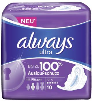 Always Ultra Dünne Binde Long mit Flügeln 10er